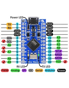 Контроллер Arduino Pro Micro (5V, 16 MHz)